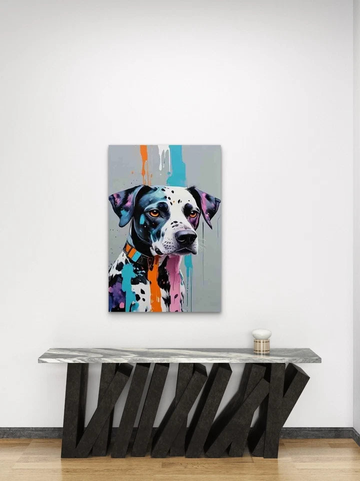 Dalmatian Vibrant Colorful Splatter Design Metal Print Ready to Hang