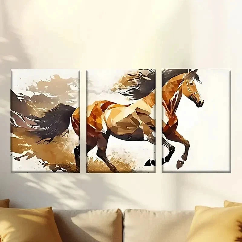 3pcs a horse running in the wind Wall Art Set Canvas Framed 50x70cm - High Quality Print 100% Australian Made Wall Canvas Ready to Hang - Bella Home Decor