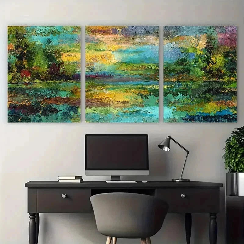 3pcs Vintage Expressionist Abstract Perfect Wall Art Set Canvas Framed 50x70cm - High Quality Print 100% Australian Made Wall Canvas Ready to Hang