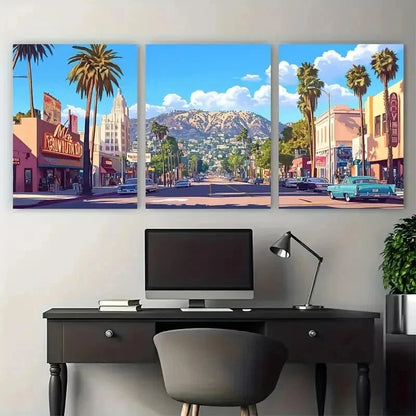 3pcs Vibrant Neon Signs & Palm Trees Perfect Wall Art Set Canvas Framed 50x70cm - High Quality Print 100% Australian Made Wall Canvas Ready to Hang