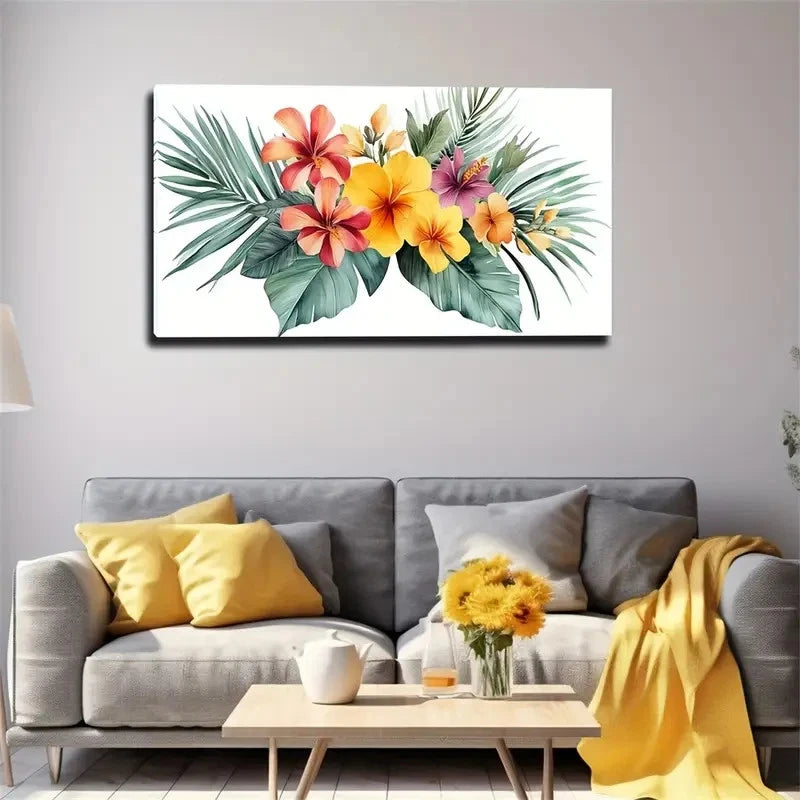 Bohemian Modern Tropical Floral Wall Art Canvas Office Home Room Framed 120x60cm
