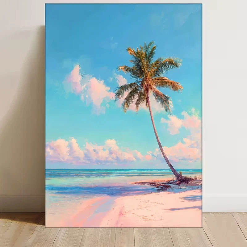 Serene Palm Tree Coastal Art Metal Print Ready to Hang
