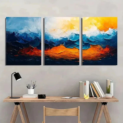 3pcs Green Blue Orange & Yellow Painting Wall Art Canvas Unframed - High Quality Print 100% Australian Made Wall Canvas