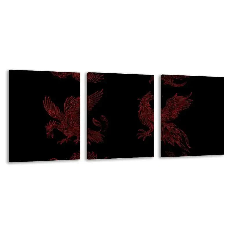 3pcs Red Vector Drawing Set Art   Wall Art Set Canvas Framed 40x60cm - High Quality Print 100% Australian Made Wall Canvas Ready to Hang