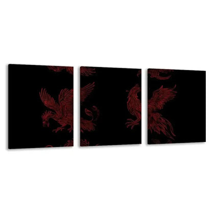3pcs Red Vector Drawing Set Art   Wall Art Set Canvas Framed 40x60cm - High Quality Print 100% Australian Made Wall Canvas Ready to Hang