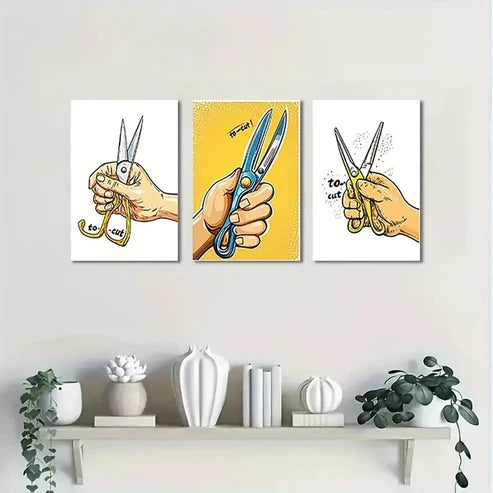 3pcs Barber Shop Decorative BS Wall Art Set Canvas Unframed - High Quality Print 100% Australian Made Wall Canvas - Bella Home Decor