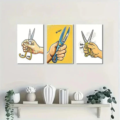 3pcs Barber Shop Decorative BS Wall Art Set Canvas Unframed - High Quality Print 100% Australian Made Wall Canvas - Bella Home Decor