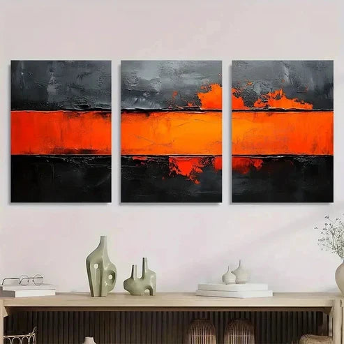 3pcs Black And Gray Abstract Modern Perfect Wall Art Set Canvas Unframed - High Quality Print 100% Australian Made Wall Canvas - Bella Home Decor