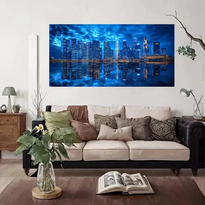 Modern Vintage Cityscape Wall Art Canvas Office Home Room Framed 120x60cm