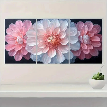 3pcs Pink & White Ice Plant Flower J  Wall Art Set Canvas Framed 60x90cm - High Quality Print 100% Australian Made Wall Canvas Ready to Hang