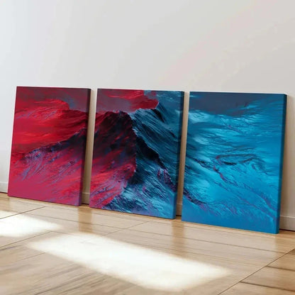 3pcs Modern Abstract Fantasy Red and Blue Wall Art Set Canvas Framed 50x70cm - High Quality Print 100% Australian Made Wall Canvas Ready to Hang - Bella Home Decor