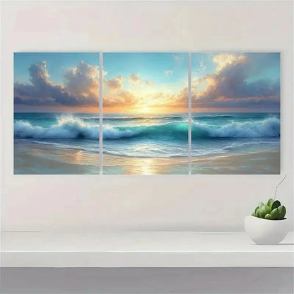 3pcs Windswept Beach at Days End MN Wall Art Set Canvas Framed 40x60cm - High Quality Print 100% Australian Made Wall Canvas Ready to Hang