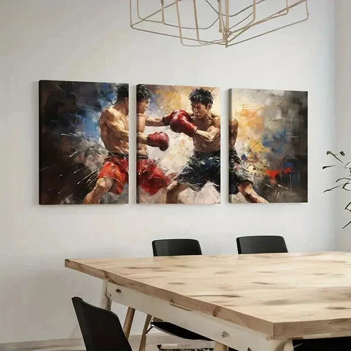 3pcs Intense Dynamic Boxing Matches Decor Wall Art Canvas Unframed - High Quality Print 100% Australian Made Wall Canvas