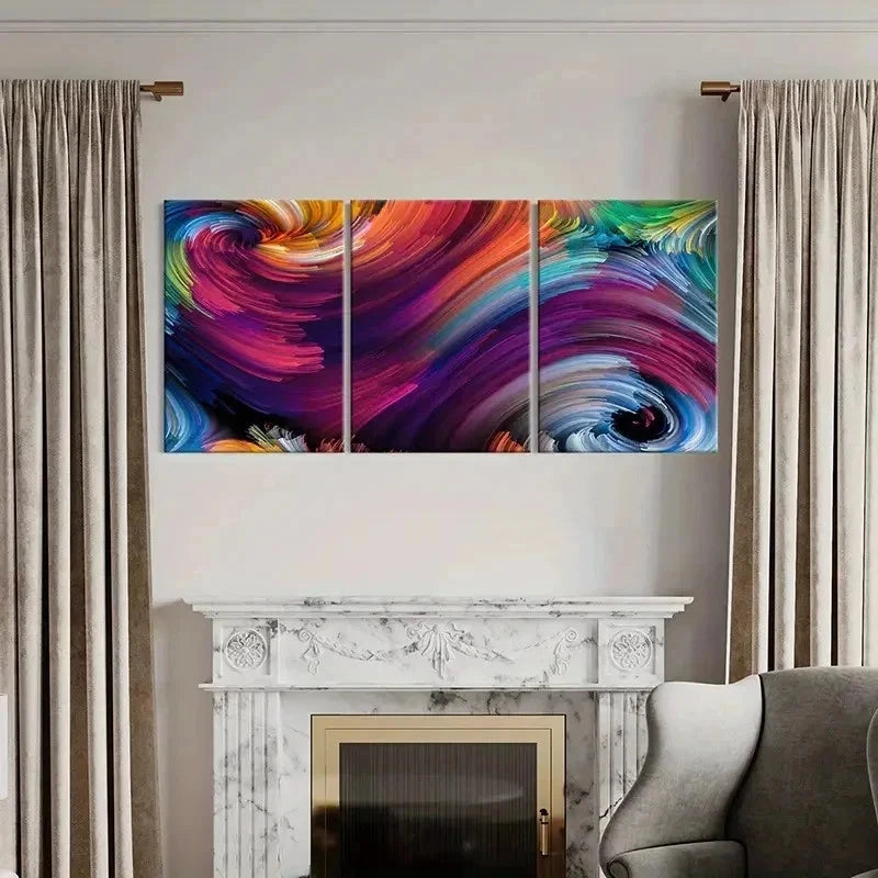 3pcs Abstract Fractal Art Colorful Spiral Wall Art Set Canvas Framed 40x60cm - High Quality Print 100% Australian Made Wall Canvas Ready to Hang - Bella Home Decor