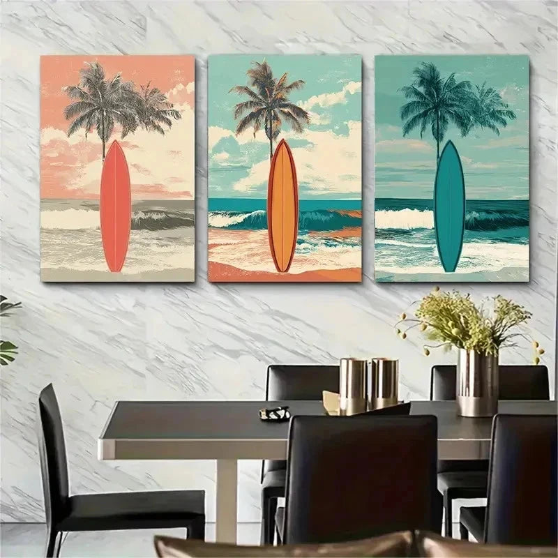 3pcs Ocean Aesthetic Trendy Beach Décor Perfect Wall Art Set Canvas Framed 50x70cm - High Quality Print 100% Australian Made Wall Canvas Ready to Hang