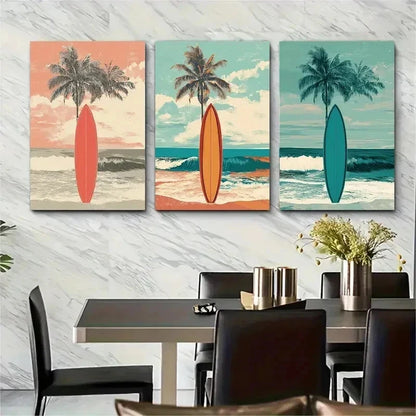 3pcs Ocean Aesthetic Trendy Beach Décor Perfect Wall Art Set Canvas Framed 50x70cm - High Quality Print 100% Australian Made Wall Canvas Ready to Hang