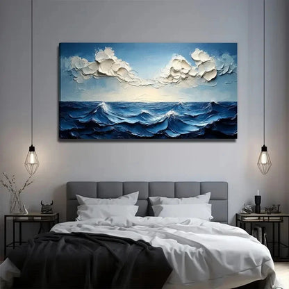 Abstract Ocean Suitable Wall Art Canvas Office Home Room Framed 120x60cm
