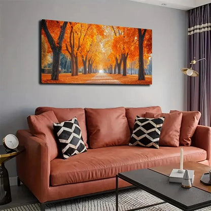 Forest Road Surrounded Tcrees Wall Art Canvas Office Home Room Framed 120x60cm - Bella Home Decor