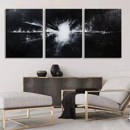 3pcs Abstract Black White Light Explore Perfect Wall Art Canvas Unframed – High Quality Print 100% Australian Made Wall Canvas - Bella Home Decor