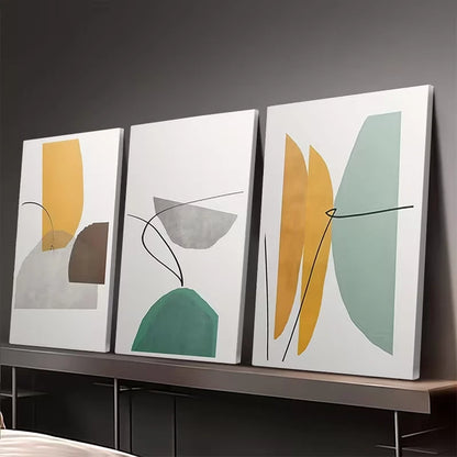 3pcs Abstract Blue And Yellow Pattern Wall Art Set Canvas Framed 50x70cm – High Quality Print, 100% Australian Made, Ready to Hang