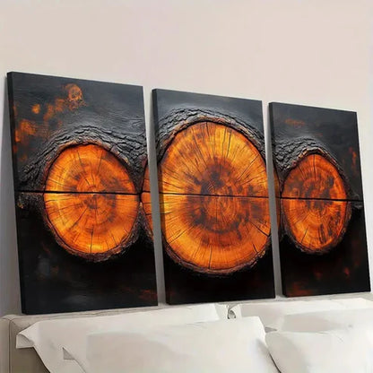 3pcs Orange & Black Illustrations Tree  Wall Art Canvas Unframed – High Quality Print 100% Australian Made Wall Canvas