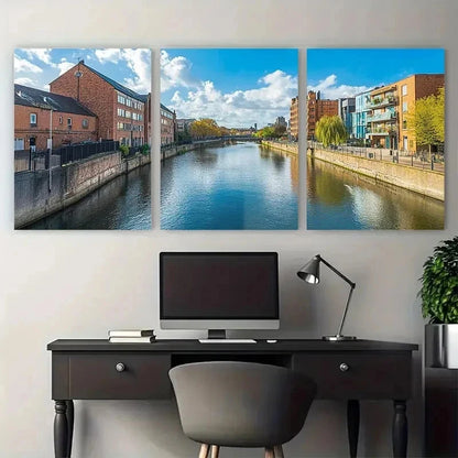 3pcs Leicester City Landmark British Perfect Wall Art Canvas Framed 60x90cm