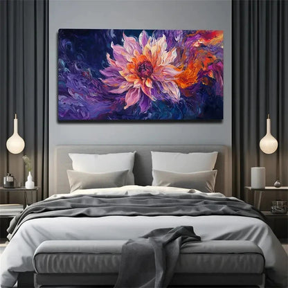 Abstract Floral Vibrant Modern Wall Art Canvas Office Home Room Framed 120x60cm