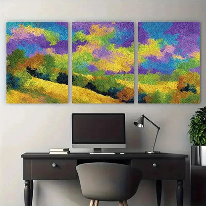 3pcs Vibrant Abstract Landscape Perfect Wall Art Set Canvas Framed 50x70cm - High Quality Print 100% Australian Made Wall Canvas Ready to Hang