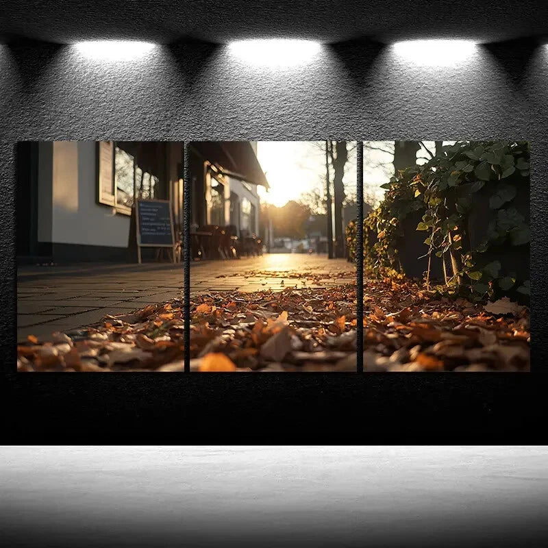 3pcs Street Cafes Nature Scenery Metal Print Ready to Hang Art - Bella Home Decor