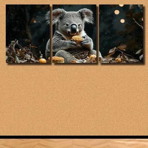3pcs Koala Mooncake Decoration Wall Art Canvas Unframed – High Quality Print 100% Australian Made Wall Canvas