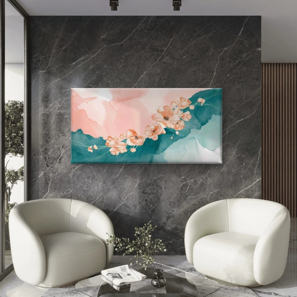 Watercolor Painting Flowers Wall Art Canvas Office Home Room Framed 120x60cm