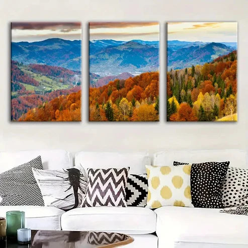 3pcs Fantasy Nature Valley Scene Colorful Trees Wall Art Set Canvas Unframed - High Quality Print 100% Australian Made Wall Canvas