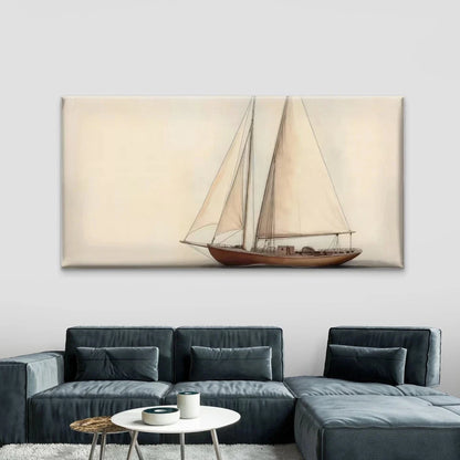 Nautical Theme Vintage Sailboat Wall Art Canvas Office Home Room Framed 120x60cm