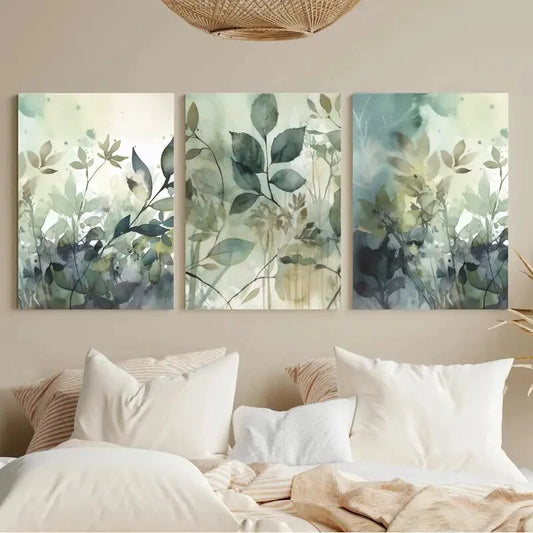 3pcs Botanical Painting Minimalist Modern Neutral Metal Print Ready to Hang Art