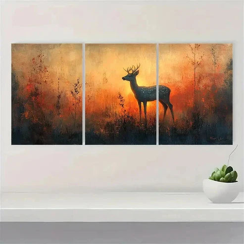 3pcs Deer Painting Graceful Deer ER Wall Art Set Canvas Unframed - High Quality Print 100% Australian Made Wall Canvas - Bella Home Decor