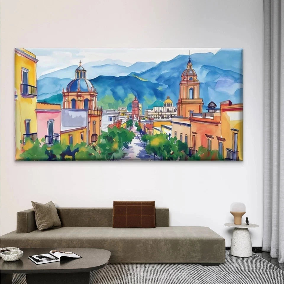 Street Architecture Landscape Wall Art Canvas Office Home Room Framed 120x60cm