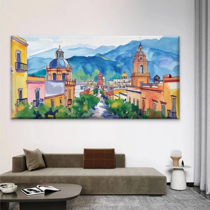Street Architecture Landscape Wall Art Canvas Office Home Room Framed 120x60cm