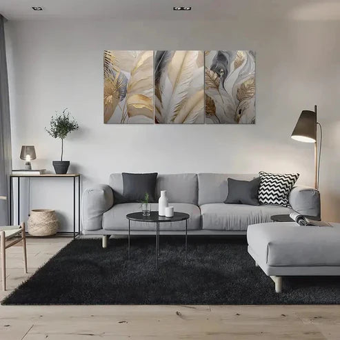 3pcs Modern Abstract Feather Wall Art Set Canvas Unframed - High Quality Print 100% Australian Made Wall Canvas