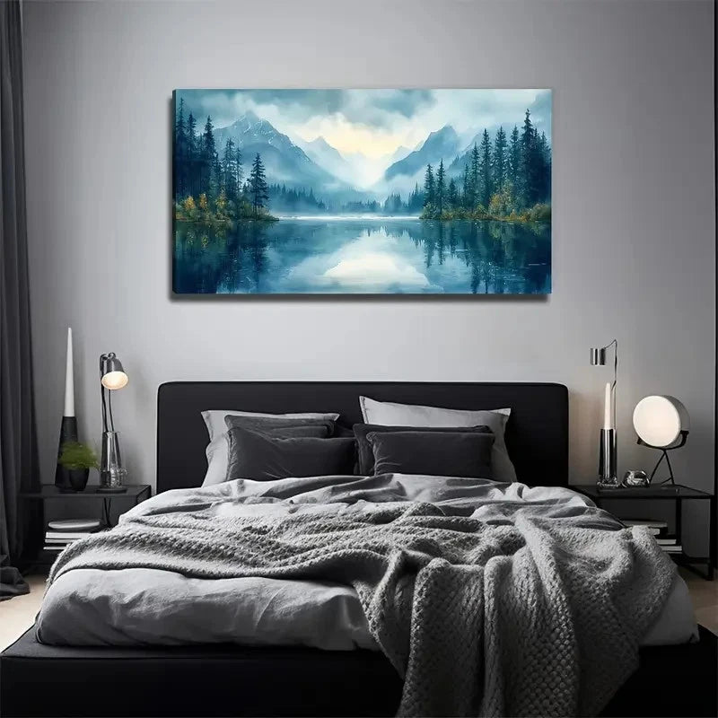 Landscape Painting Trees Wall Art Canvas Office Home Room Framed 120x60cm