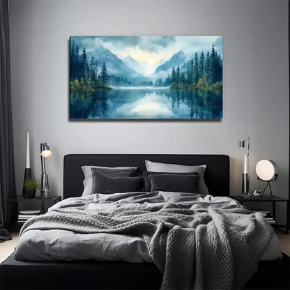 Landscape Painting Trees Wall Art Canvas Office Home Room Framed 120x60cm