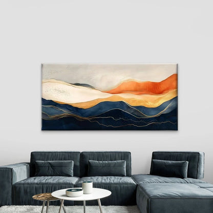 Golden Accents Abstract Wall Art Canvas Office Home Room Framed 120x60cm