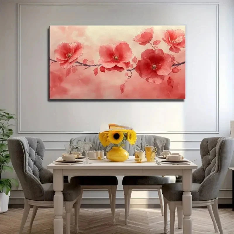 Vibrant Pink Flowers Wall Art Canvas Office Home Room Framed 120x60cm