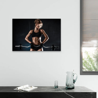 Female Barbell Curl Workout 5mm thick Plastic Poster Ready to Hang 90x60cm