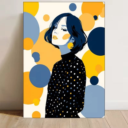 Abstract Woman Colorful Polka Dot Metal Print Ready to Hang