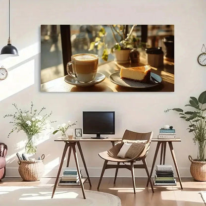 Sunlight Coffee & Dessert Wall Art Canvas Office Home Room Framed 120x60cm - Bella Home Decor