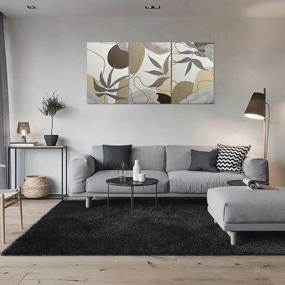 3pcs Modern Abstract Leaf Pattern Metal Print Ready to Hang Art