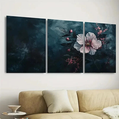 3pcs Dark Moody Wildflower Floral Wall Art Set Canvas Framed 40x60cm - High Quality Print 100% Australian Made Wall Canvas Ready to Hang - Bella Home Decor