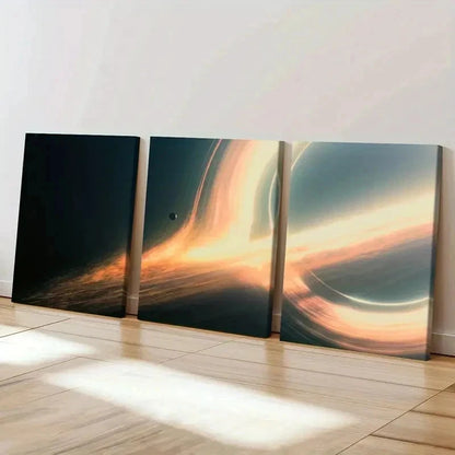3pcs Space Planet Black Hole Interstellar Wall Art Set Canvas Framed 60x90cm - High Quality Print 100% Australian Made Wall Canvas Ready to Hang