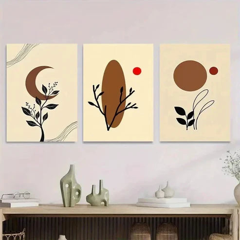 3pcs Modern Abstract Nature Inspired Designs Wall Art Set Canvas Unframed - High Quality Print 100% Australian Made Wall Canvas