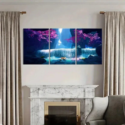 3pcs Fantasy Waterfall & Fox Vintage Wall Art Canvas Unframed - High Quality Print 100% Australian Made Wall Canvas